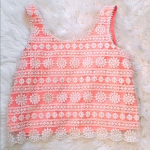✨ Coral Lace Top